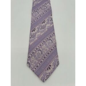 Riccardi Paisley Silk Necktie Lavender Stripe Elegant Mens 62x4 Made in Italy